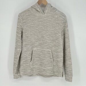 Lou & Grey Women's Pullover Hoodie Sweater Size S Gray Beige Marled Cozy Comfy